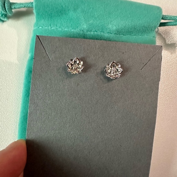 Brilliant Earth Silver Magnolia Diamond Earrings - Picture 5 of 5